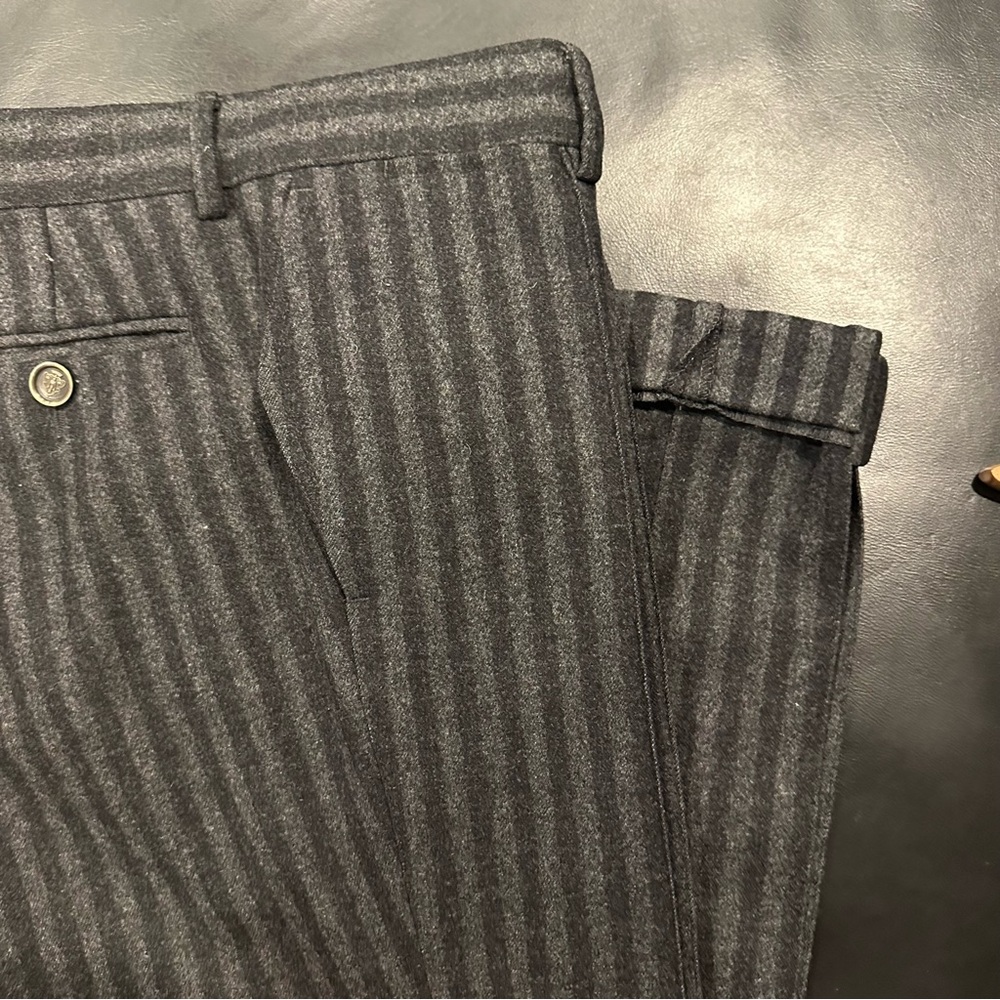 GUCCI Wool Charcoal & Grey Wool Stripped Pants